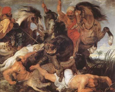 Peter Paul Rubens Hippopotamus and Crocodile Hunt (mk080 Spain oil painting art